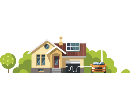 house with cloud